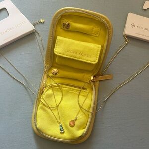 Kendra Scott 14K Gold Coated Double Necklaces with Stone Pendants & Jewelry Case